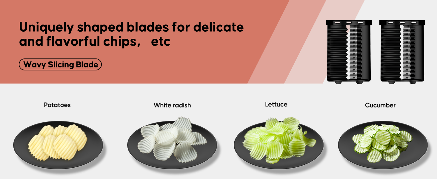 Electric Cheese Grater,300W DC Motor Salad Maker,Electric Slicer Shredder with 5 Different Shapes of Blades,Electric Vegetable Cutter for Potato,Carrot,Black