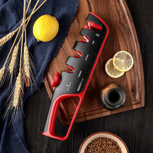 4-Stage Professional Knife Sharpener - Adjustable Angle Guide and Scissor Sharpening Slot