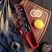 4-Stage Professional Knife Sharpener - Adjustable Angle Guide and Scissor Sharpening Slot