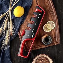 4-Stage Professional Knife Sharpener - Adjustable Angle Guide and Scissor Sharpening Slot