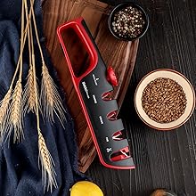 4-Stage Professional Knife Sharpener - Adjustable Angle Guide and Scissor Sharpening Slot