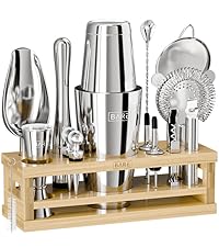BARE BARREL® Mixology Bartender Kit Bar Set | 16-Piece Cocktail Shaker Set | Martini Barware Mixing Tools for Home Bartending | Incl. 35 Recipe Cards | Gift Set (28oz Boston Shaker, Jet Black/Black)