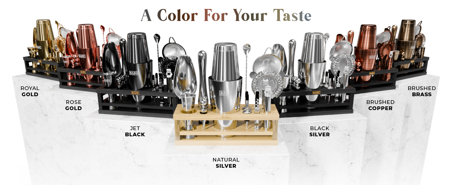 BARE BARREL® Mixology Bartender Kit Bar Set | 16-Piece Cocktail Shaker Set | Martini Barware Mixing Tools for Home Bartending | Incl. 35 Recipe Cards | Gift Set (28oz Boston Shaker, Silver/Black)