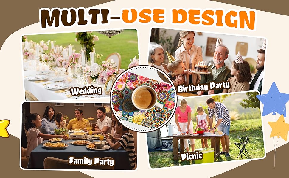 Boho Floral Placemats Set of 4, Colorful Flowers Decorative Dining Table Mats 12