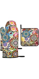 Boho Floral Placemats Set of 4, Colorful Flowers Decorative Dining Table Mats 12