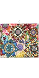 Boho Floral Placemats Set of 4, Colorful Flowers Decorative Dining Table Mats 12