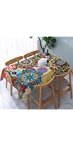 Boho Floral Placemats Set of 4, Colorful Flowers Decorative Dining Table Mats 12