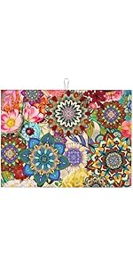 Boho Floral Oven Mitts and Pot Holders Sets, Heat Resistant Colorful Kitchen Gloves Hot Pads, Cute Baker Stuff, Chef Cooking Baking Gifts for Women Bakers, Kitchen Gifts for Cooking Lover Cooks Mom