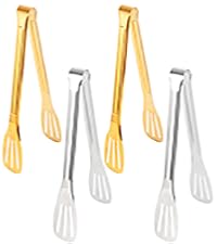 4 Pack Gold Serving Tongs,Metal Serving tongs,for buffet,party,9 Inch,Gold Utensills,(tongs for serving food)