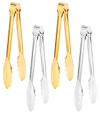 4 Pack Gold Serving Tongs,Metal Serving tongs,for buffet,party,9 Inch,Gold Utensills,(tongs for serving food)