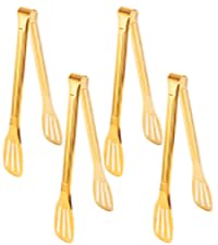 4 Pack Gold Serving Tongs,Metal Serving tongs,for buffet,party,9 Inch,Gold Utensills,(tongs for serving food)