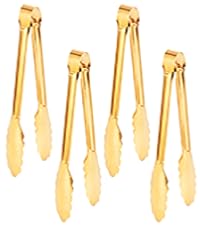 4 Pack Gold Serving Tongs,Metal Serving tongs,for buffet,party,9 Inch,Gold Utensills,(tongs for serving food)