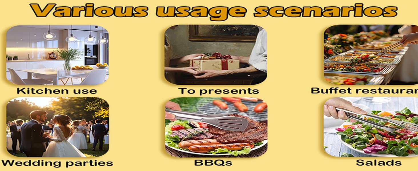 4 Pack Gold Serving Tongs,Metal Serving tongs,for buffet,party,9 Inch,Gold Utensills,(tongs for serving food)