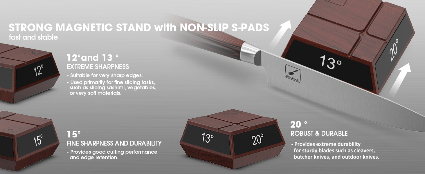 imarku Rolling Knife Sharpener for Ultra Razor Sharp Edges, Magnetic 4-Angle Knife Sharpening Kit, Rolling Knife Sharpener Kit with 2 Diamond Discs for Sharpening and Honing, 12, 13, 15, 20 Degree