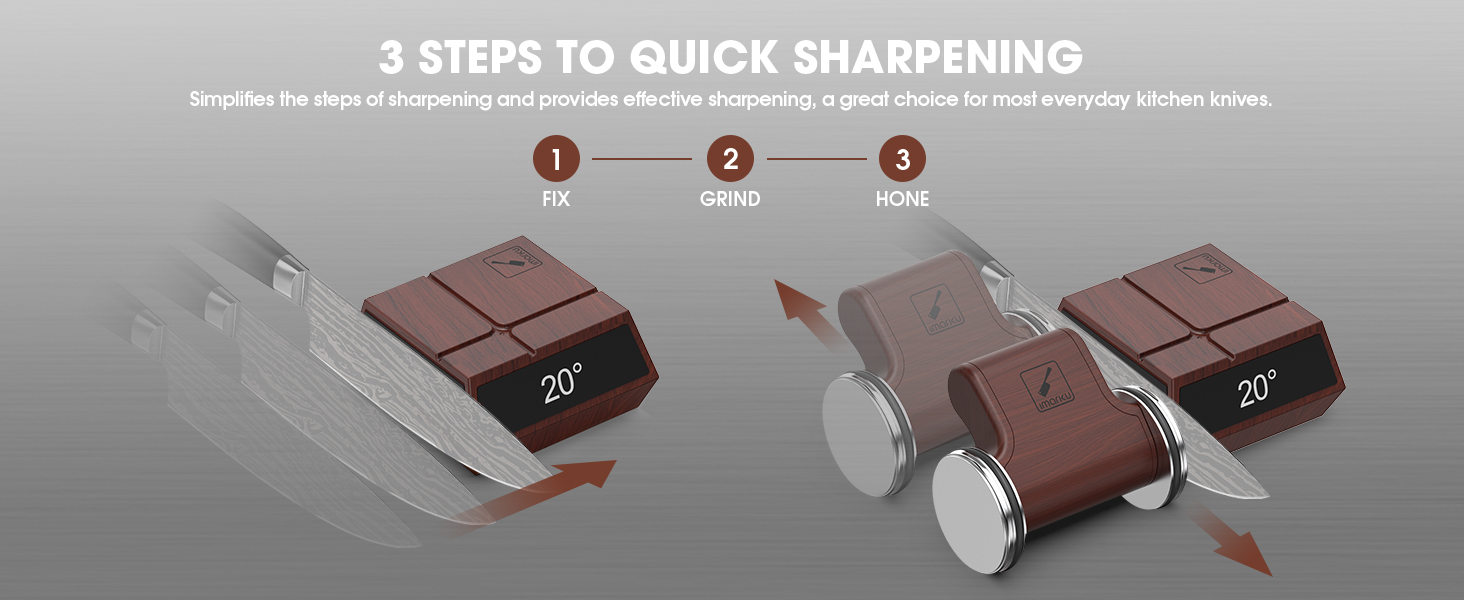 imarku Rolling Knife Sharpener for Ultra Razor Sharp Edges, Magnetic 4-Angle Knife Sharpening Kit, Rolling Knife Sharpener Kit with 2 Diamond Discs for Sharpening and Honing, 12, 13, 15, 20 Degree