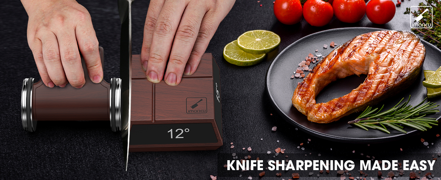 imarku Rolling Knife Sharpener for Ultra Razor Sharp Edges, Magnetic 4-Angle Knife Sharpening Kit, Rolling Knife Sharpener Kit with 2 Diamond Discs for Sharpening and Honing, 12, 13, 15, 20 Degree