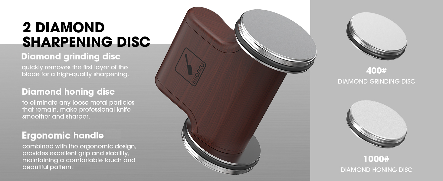 imarku Rolling Knife Sharpener for Ultra Razor Sharp Edges, Magnetic 4-Angle Knife Sharpening Kit, Rolling Knife Sharpener Kit with 2 Diamond Discs for Sharpening and Honing, 12, 13, 15, 20 Degree