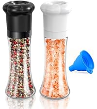 CIRCLE JOY Gravity Electric Salt and Pepper Grinder Set Automatic Salt and Pepper Grinder Set with LED Light, Battery Operated, Adjustable Coarseness, Large Capacity, for Home Kitchen BBQ, Black