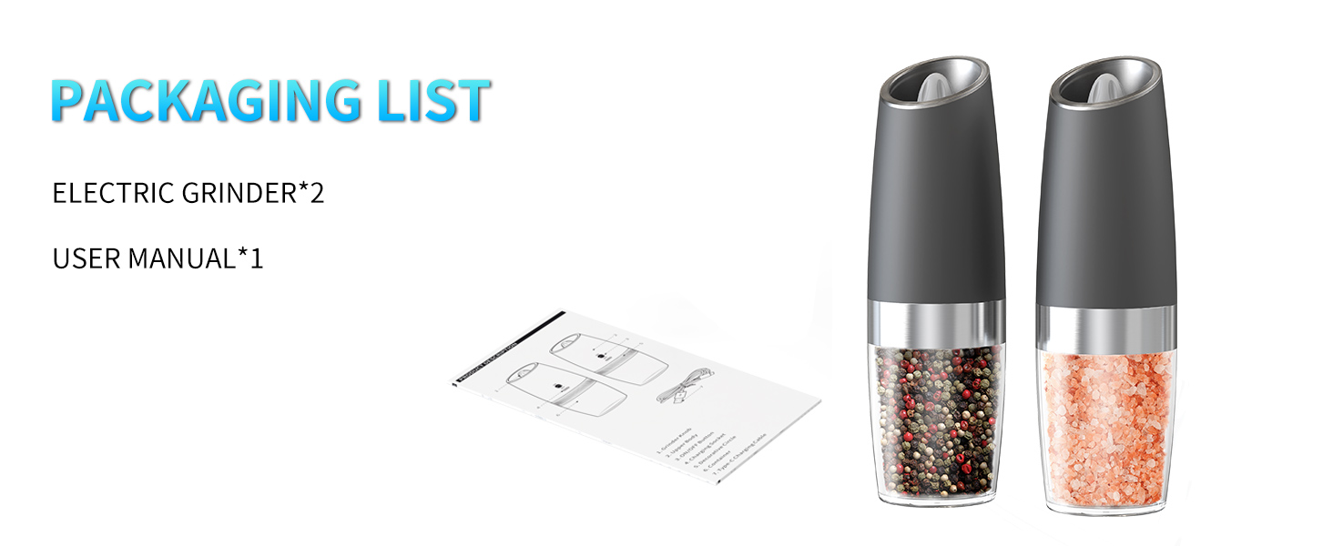 CIRCLE JOY Gravity Electric Salt and Pepper Grinder Set Automatic Salt and Pepper Grinder Set with LED Light, Battery Operated, Adjustable Coarseness, Large Capacity, for Home Kitchen BBQ, Black