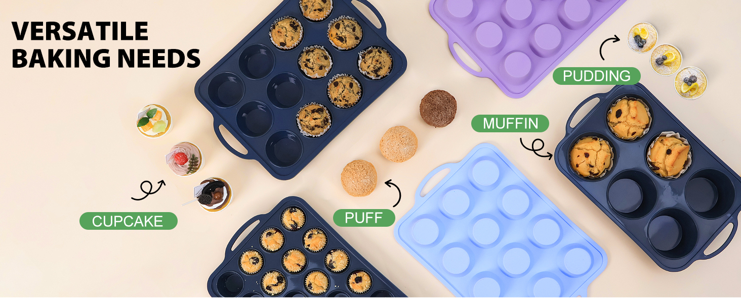 Mini Silicone Muffin Pan with Metal Frame, Non Stick Silicone Cupcake Pan with Handles 24 Cup, BPA Free Silicon Muffin Tin Tray Small for baking, egg bites, Cupcake Mold Grey