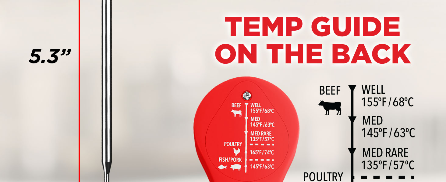 Alpha Grillers Instant Food Thermometer for Meat and Cooking Sourdough Bread Baking Supplies Grilling Gifts for Men Women Gifts for Mom Seniors, Long Probe Large Backlit Display