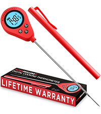 Alpha Grillers Instant Food Thermometer for Meat and Cooking Sourdough Bread Baking Supplies Grilling Gifts for Men Women Gifts for Mom Seniors, Long Probe Large Backlit Display