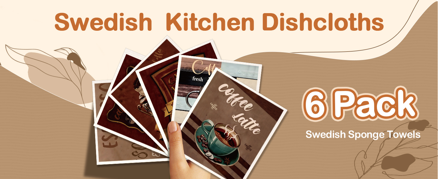 Kitchen Swedish Dishcloths with Hooks - 6 Pack Reusable Dish Cloths for Washing Dishes Fast Drying Cute Fun Swedish Dish Towels Washable Cleaning Sponge, Furry Dog