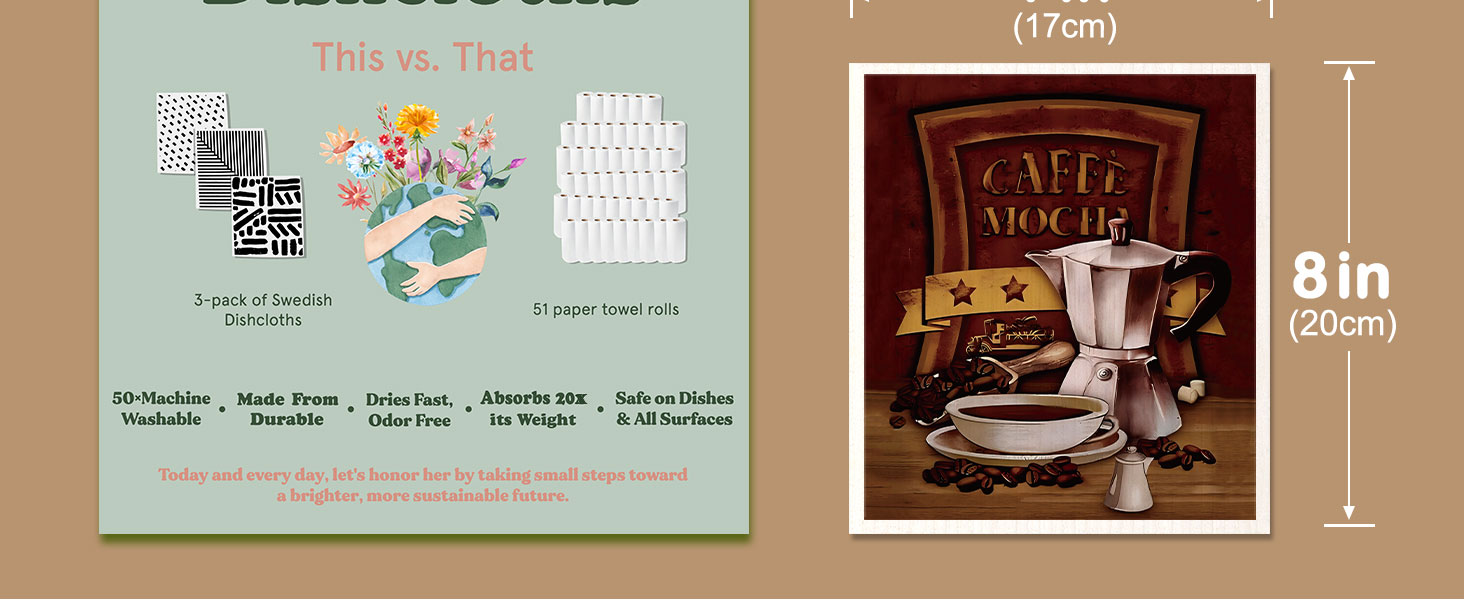 Kitchen Swedish Dishcloths with Hooks - 6 Pack Reusable Dish Cloths for Washing Dishes Fast Drying Cute Fun Swedish Dish Towels Washable Cleaning Sponge, Furry Dog