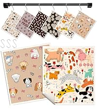 Kitchen Swedish Dishcloths with Hooks - 6 Pack Reusable Dish Cloths for Washing Dishes Fast Drying Cute Fun Swedish Dish Towels Washable Cleaning Sponge, Furry Dog