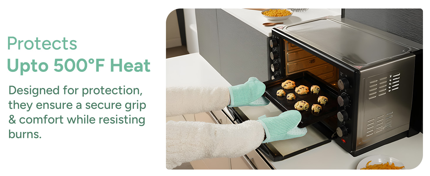 Casa Platino Heat Resistant Oven Mitts & Pot Holders, 4-Piece – Oven Mitt for Baking & BBQ, Potholders for Kitchens – Withstands Heat Up to 500°F, Soft, Durable & Non-Slip – Sage