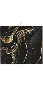 Black Gold Marble Texture Placemats Set of 4, Black Table Mats, Heat Resistant Washable Linen Place Mats for Kitchen Dining Table Farmhouse 12