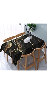 Black Gold Marble Texture Placemats Set of 4, Black Table Mats, Heat Resistant Washable Linen Place Mats for Kitchen Dining Table Farmhouse 12