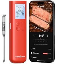ThermoMaven Smart Bluetooth Wireless Meat Thermometer, 10X Enhanced Sub-1G Signal and Stability, Standalone Display Base, Certified Accuracy ±0.5°F, WiFi Unlimited Range for BBQ, Oven, Smoker, Grill