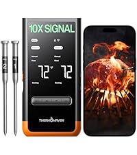 ThermoMaven Smart Bluetooth Wireless Meat Thermometer, 10X Enhanced Sub-1G Signal and Stability, Standalone Display Base, Certified Accuracy ±0.5°F, WiFi Unlimited Range for BBQ, Oven, Smoker, Grill