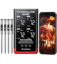 ThermoMaven Smart Bluetooth Wireless Meat Thermometer, 10X Enhanced Sub-1G Signal and Stability, Standalone Display Base, Certified Accuracy ±0.5°F, WiFi Unlimited Range for BBQ, Oven, Smoker, Grill