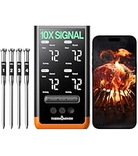 ThermoMaven Smart Bluetooth Wireless Meat Thermometer, 10X Enhanced Sub-1G Signal and Stability, Standalone Display Base, Certified Accuracy ±0.5°F, WiFi Unlimited Range for BBQ, Oven, Smoker, Grill
