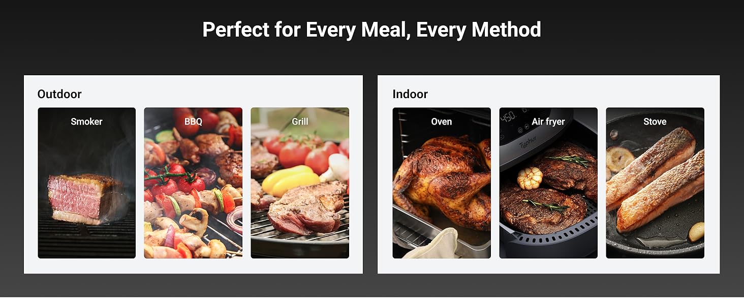 ThermoMaven Smart Bluetooth Wireless Meat Thermometer, 10X Enhanced Sub-1G Signal and Stability, Standalone Display Base, Certified Accuracy ±0.5°F, WiFi Unlimited Range for BBQ, Oven, Smoker, Grill