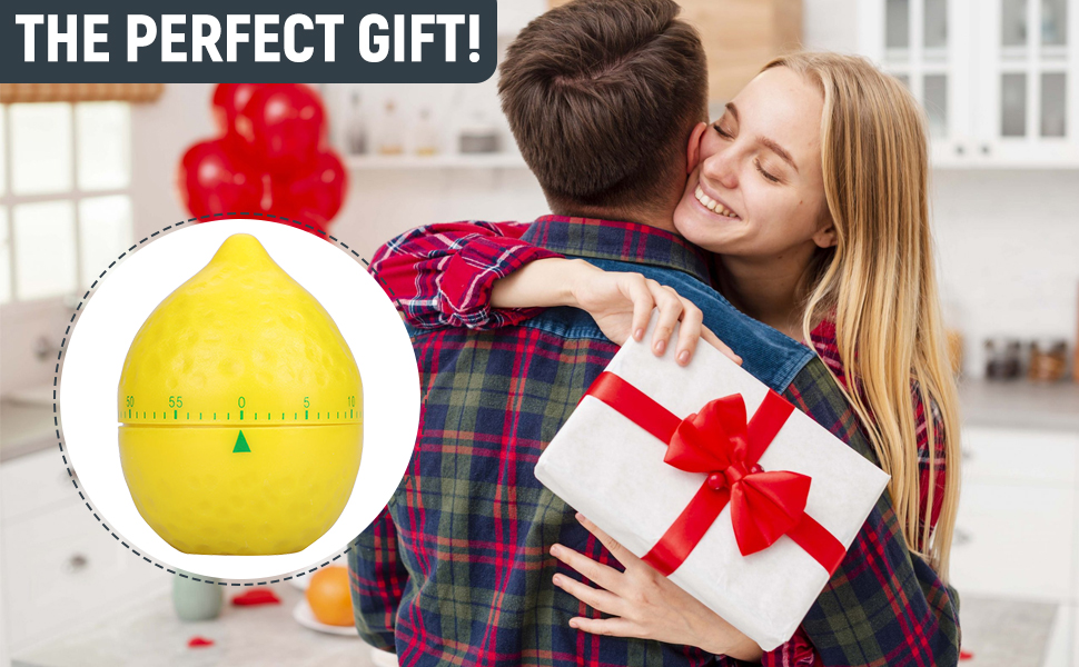 Lemon Mechanical Kitchen Timer, Cute Lemon Timer for Kids, Wind Up 60 Minutes Manual Countdown for Classroom, Home, Study and Cooking, 6.2x6.2x8cm