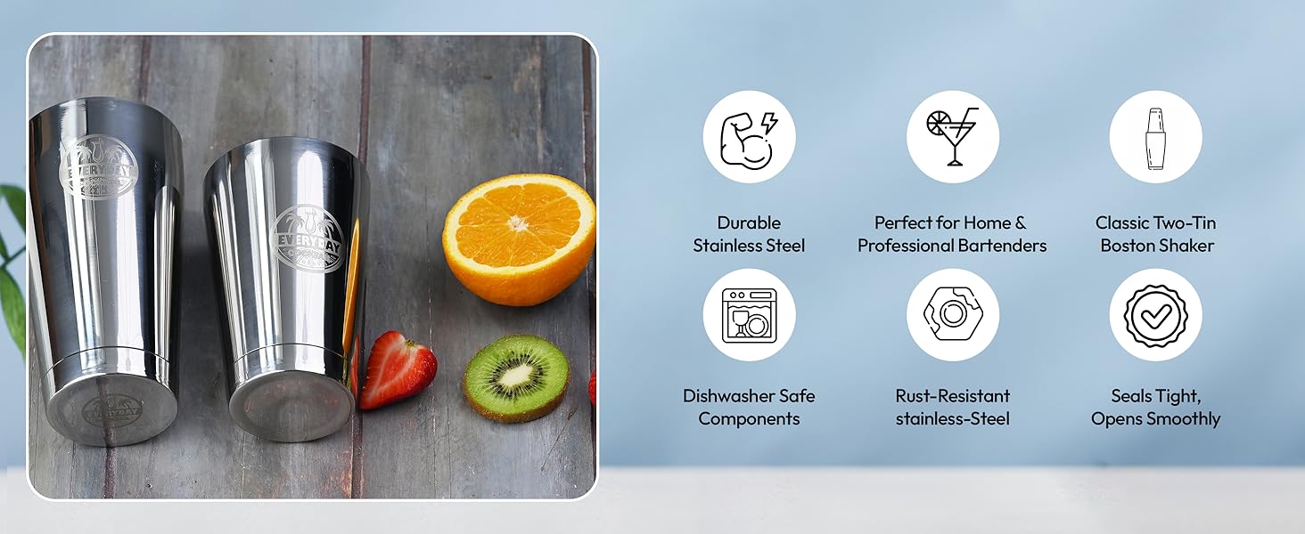 Professional Hight Quality Boston Shakers Set 18oz | Weighted Cocktail Shakers Set For Bartenders | Pro Bar Shaker Made From Premium Stainless Steel |Martini Shaker | Cocktail Shaker