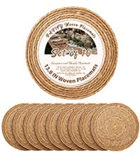 13 in Round Woven Placemats Plate Chargers Set of 10, Boho Farmhouse Rustic Woven Place Mats for Dining Table Decor, Rattan Wicker Table Mats Jute Braided Chargers for Dinner Plates