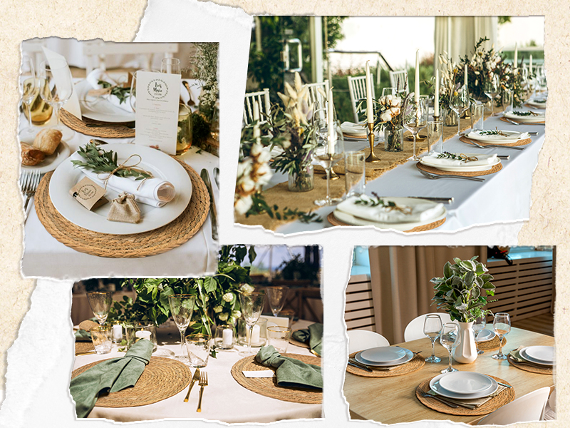 13 in Round Woven Placemats Plate Chargers Set of 10, Boho Farmhouse Rustic Woven Place Mats for Dining Table Decor, Rattan Wicker Table Mats Jute Braided Chargers for Dinner Plates