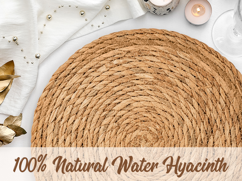 13 in Round Woven Placemats Plate Chargers Set of 10, Boho Farmhouse Rustic Woven Place Mats for Dining Table Decor, Rattan Wicker Table Mats Jute Braided Chargers for Dinner Plates