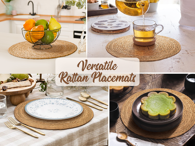 13 in Round Woven Placemats Plate Chargers Set of 10, Boho Farmhouse Rustic Woven Place Mats for Dining Table Decor, Rattan Wicker Table Mats Jute Braided Chargers for Dinner Plates