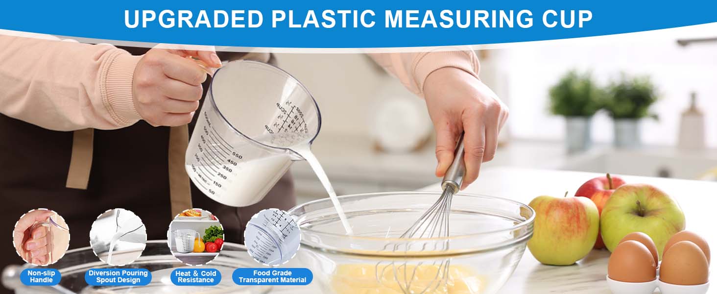 Measuring Cups and Spoons Set 22 Piece, 11 Stainless Steel Nesting Measuring Spoons and Cups with 4 Plastic Measuring Cup, 3 Funnel, 3 Brush, 1 Ruler, Measuring Cup Set for Kitchen Baking Liquid Dry