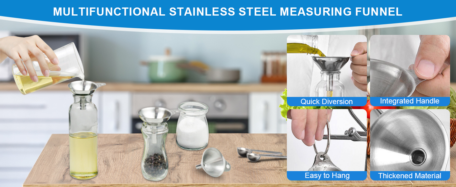 Measuring Cups and Spoons Set 22 Piece, 11 Stainless Steel Nesting Measuring Spoons and Cups with 4 Plastic Measuring Cup, 3 Funnel, 3 Brush, 1 Ruler, Measuring Cup Set for Kitchen Baking Liquid Dry