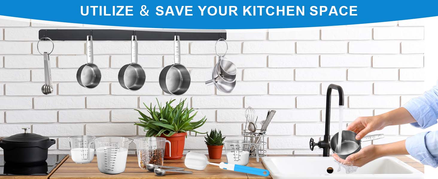 Measuring Cups and Spoons Set 22 Piece, 11 Stainless Steel Nesting Measuring Spoons and Cups with 4 Plastic Measuring Cup, 3 Funnel, 3 Brush, 1 Ruler, Measuring Cup Set for Kitchen Baking Liquid Dry