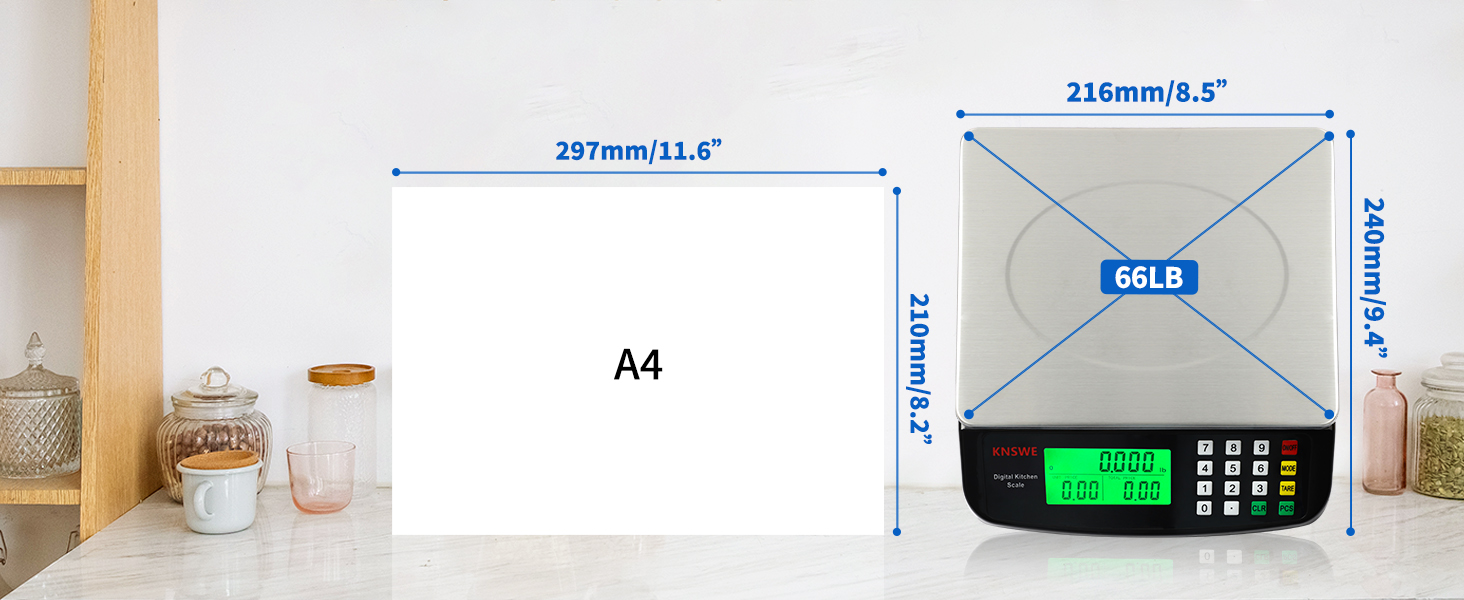Large Kitchen Scale Black 40KG/88LB Commercial Food Scales Digital Weight for Cooking Meat Baking Bread Price Computing 304 Stainless Steel with Parts Counting Deli Stores Tare Function