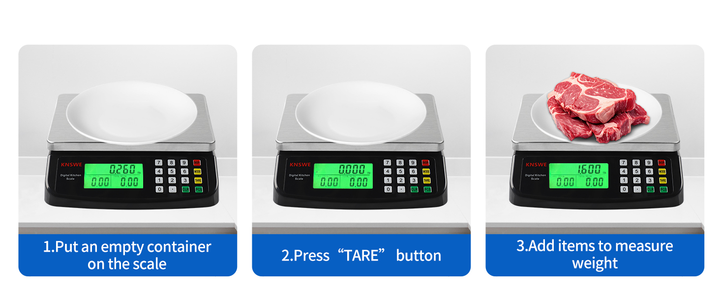 Large Kitchen Scale Black 40KG/88LB Commercial Food Scales Digital Weight for Cooking Meat Baking Bread Price Computing 304 Stainless Steel with Parts Counting Deli Stores Tare Function