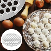 KICHOUSE Russian Pelmeni Maker Dumpling Mold with 61 Holes Aluminum Alloy Kitchen Tool for Homemade Ravioli Potstickers and Wonton Dough Press