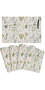 Vintage Floral Oven Mitts and Pot Holders Sets of 3 Cute Botanic Hot Pads Herbs and Wild Flowers Oven Gloves Heat Resistant Washable for Kitchen Cooking Grilling Baking